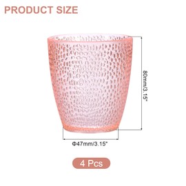 sourcing map 7oz Acrylic Drinking Glasses, 4Pcs Plastic Reusable Tumblers Drinkware Unbreakable Water Glasses Cup Stackable & Dishwasher Safe for Home Outdoors Restaurant, Pink