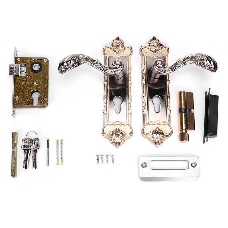Retro Door Lock Indoor Lever Tongue Lock Handle Lockset Mechanical