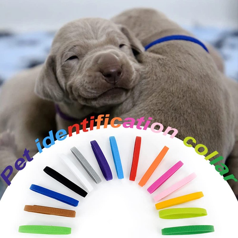 30Pcs Puppy Whelping Collars, Newborn Pet Collars, Adjustable Identification Collar,