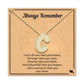 Bubble Letter Necklace Gold Charm Bubble Initial Necklaces for Women Letter Pendant Zirconia Necklaces Silver Necklace Alphabet 26 A-Z Letter Necklace for Women Teen Girl Gifts Trendy Stuff Mom Daughter Grandaughter Graduation Jewelry