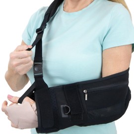 Vive Medical Arm Sling for Shoulder Injury (Left or Right)- Shoulder Immobilizer for Broken Arm, Rotator Cuff, Elbow, Clavicle - Support Holder Brace For Men & Women- Adjustable Strap, Side Pocket (Black)