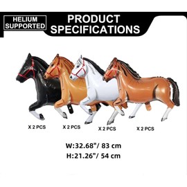 8 Pcs Western Balloons, Huge Brown Cowgirl Boot Hat Horse Aluminum Foil Balloons for Birthday, Baby Shower, Cowgirl Bachelorette Party Cowboy Rodeo Party, Western Party Decorations Supplies (Colors E)