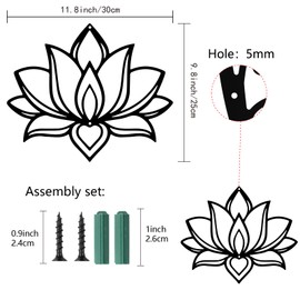 CREATCABIN Lotus Flower Metal Wall Art Iron Flower Wall Decor Hanging Black Hollow Out Lotus Silhouette Ornament Iron Sign for Yoga Studio Indoor Outdoor Home Office Decoration Gift Black 11.8x9.8Inch