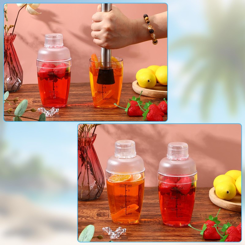 12 Pcs Plastic Cocktail Shaker Drink Mixer with Scales and