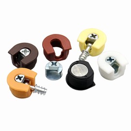 HugeDE 30 Pcs Thread Cam Locks Cabinet Connecting Cam Fitting Shelf Support Pin Cam Lock Bracket Studs Pins for Furniture Closet