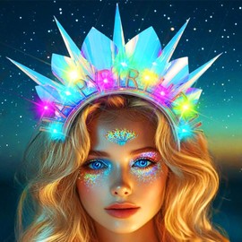 GRAEEN Light Up Happy Birthday Headband Glow Crown Hat For Women Party Rave Tiara