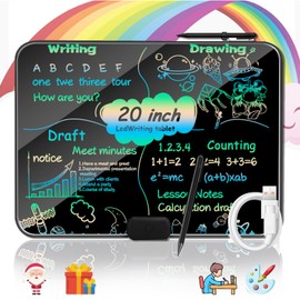 NiuTidea LCD Writing Tablet 20Inch Colorful Drawing Tablet Doodle Board, Type-C Charging Drawing Pads, Educational Learning Toddler Toys for 3 4 5 6 7 8 9 Years Old Boy and Girls Black
