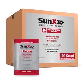 CoreTex Protector Solar Individual Sun X Fps 30 En Sobres Tamao Viaje - Paquete De 100 Unidades. Sin Parabenos, Oxibenzona Ni Aceite. Protector Solar 