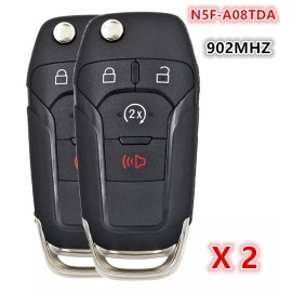Unbranded 2X FOR FORD F150 F250 F350 F450 2015-2022 FLIP KEY KEYLESS REMOTE FOB N5F-A08TDA