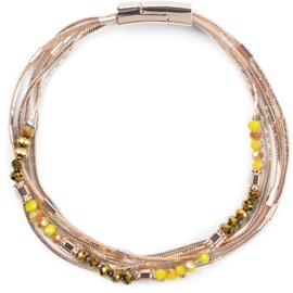 styleBREAKER 05040179 Women's Bracelet with Fine Snake Chain and Plastic Beads Magnetic Clasp Bracelet Jewellery, Metal