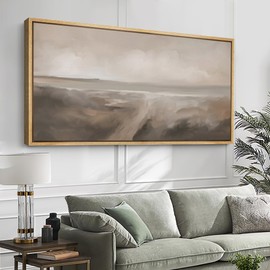 SIGNFORD Extra Large Framed Canvas Print Wall Art Neutral Seascape Soft Coastal Landscape Illustrations Modern Art Relax/Calm Warm for Living Room, Bedroom, Office - 60"x30"