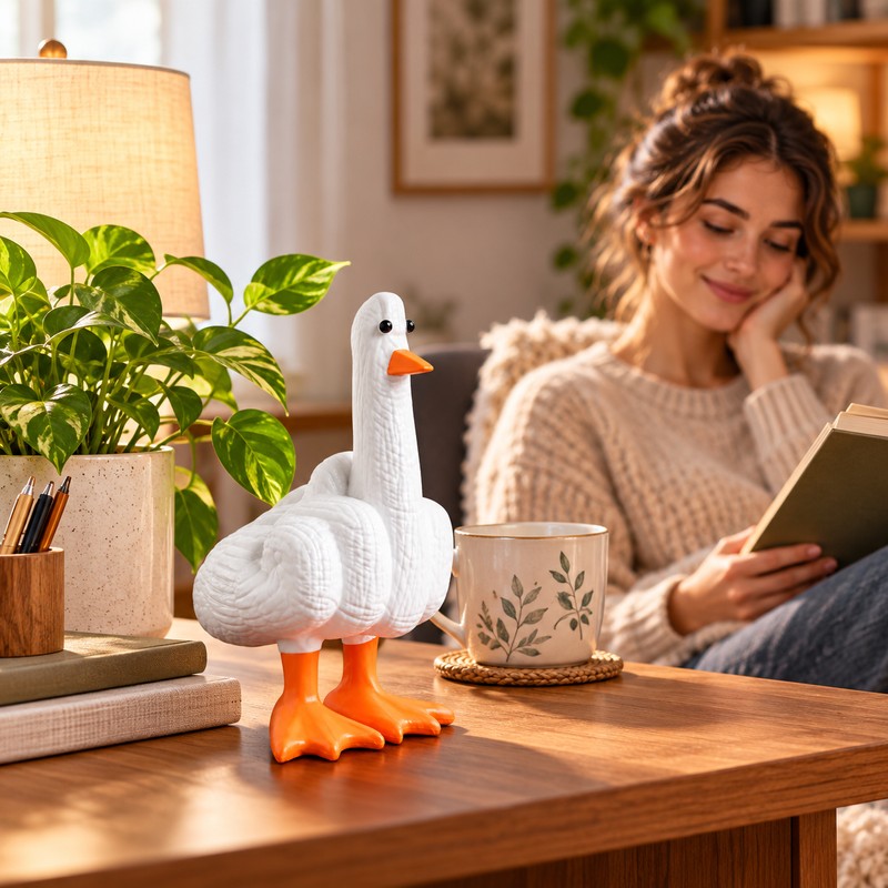 Duck You Gesture Resin Statue – Funny Middle Finger Duck