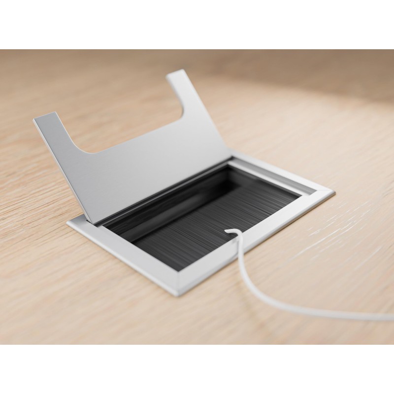 ATM® Desk Cable Grommet, Aluminium with Integrated Brush and Flap,