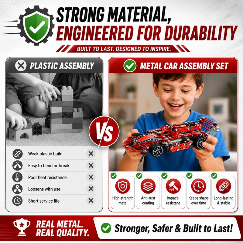 DIYBee Metal Model Car Kit, 287 Pcs STEM Building Toy
