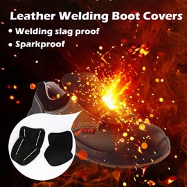 Leather Boot Covers for Welding, Zawasstu Heat Resistant Welding Boot Lace Covers, Unisex Work Boot Protector for Welding Welder Shoe Cover Spats Universal Size Welding Boot Covers