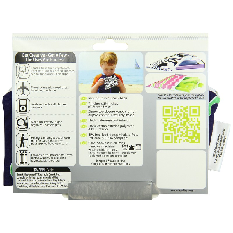 Itzy Ritzy Snack Happens Mini Reusable Snack Bag, Whale Watching