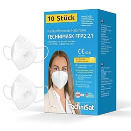 TechniSat Technimask 2.1 – Pack of 10 FFP2 Masks from Germany (Dolomite Dust Tested, 5-Layer Respirator Mask with High-Quality Fleece, Low Breathing Resistance, Made in Germany)