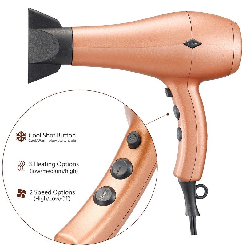 NITION Negative Ions Ceramic Hair Dryer with Diffuser (Large Size