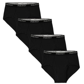 INNERSY Men's Cotton Underwear Classic Full Rise Briefs Open Fly Underwear 4-Pack(Black,X-Large)