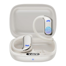 AI OWS Translation Earbuds: 3-in-1 Translator Earphones 144 Languages & Accents & 8 Offline Translation Packs HD Sound Quality Long Battery Life, Ideal for Travel & Business, Milkywhite