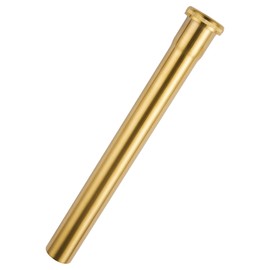 Brass Slip Joint Extension Tube 1-1/4” OD x 12” with Nut and Rubber Washer, P Trap Extension Tube, Sink Drain Tailpiece Tube Extension, Brushed Brass Gold