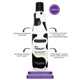 Morfose© | Milk Shampoo | Creamy Milk Therapy Shampoo | for hair and scalp | Parabene free | Suitable for all skin types | Pump | White | 500 ML