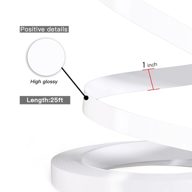 ZYJT PVC Edge Banding, 1" x 25ft Glossy White Non-Glued