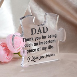 Gifts for Dad from Daughter,Dad Acrylic Puzzle Plaque,Dad Birthday Gift,thanksgiving, Christmas Gifts for Dad,Father Gifts from Son,Love You forever Dad