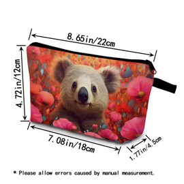 YULUENZE Floral Smiling Koala Makeup Bag Cute Small Organizer Bag with Zipper Floral Smiling Koala Cosmetic Bag Aesthetic Birthday Present for Women Sisters Friends -1