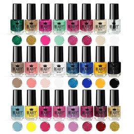 Beauty4Britain Nail Polish Set Olivia Complete Colour Set 48 Bright Pearl Pastel Classic Colours Designer Box (Set A - 24 Colours)