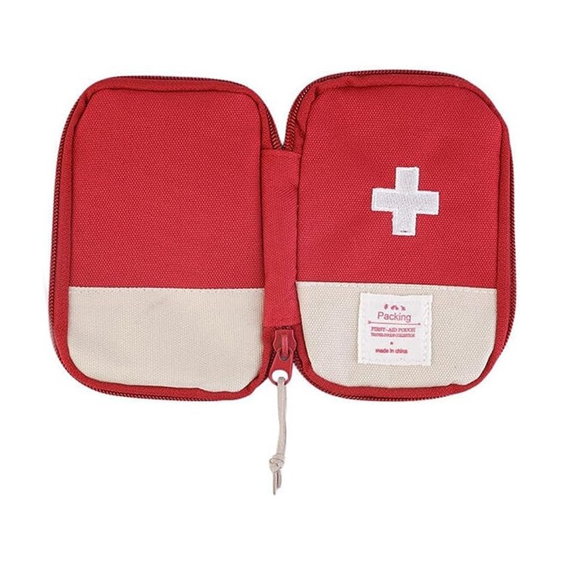 Red Portable Mini First Aid Pouch,Outdoor Camping Home Survival First