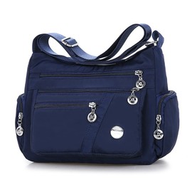 Mudono Crossbody Bag for Women Nylon Shoulder Purse Roomy Large Capacity Travel Purse Lightweight Messenger Satchel, Dark Blue, Casual