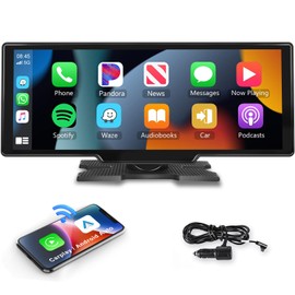 Podofo 10.26" Touchscreen Wireless Carplay Portable Car Stereo Android Auto, Car Play Navigation with Voice Control, Bluetooth Handsfree Call/Music, AUX/FM Transmitter, Car Radio Receiver