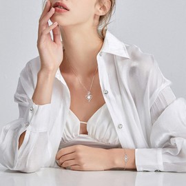 Women's Bracelet, Birthstone for 12 months, Power Stone, Rose Motif, Platinum Plated, Silver, White Day, Return, Gift, Jewelry, Accessory, Birthday, Christmas, Gift, Wrapping Supplies Included, Silver