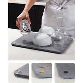 NaModern Quick Drying Stone Mat for Kitchen Counter Dish Drying-  3 Sets of Non-Slip Feet