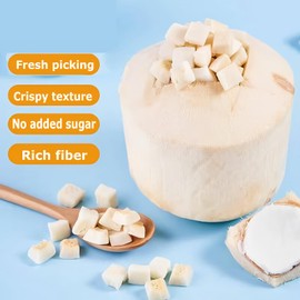 Dried Coconut Chunks Unsweetened Natural Coconut Crunchy Snacks Healthy Tropical Fruit Snack 9 OZ/255g In Resealable Bags No Artificial Colors or Flavors Low-Calorie,Vegan