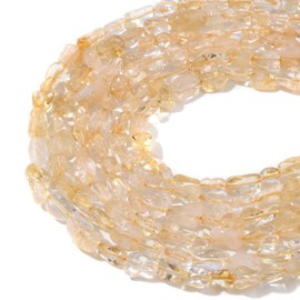 jodaying 6-8mm Natural Citrine Nuggets Oval Free Tumbled Pebble Semi Precious Gemstone Loose Stone Beads Approx 15.5 inch for DIY Jewelry Making