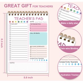 Tuun Fuplan Teacher Notepad - Teacher To Do List Notepad, Spiral Checklist Notebook Organizer for Teachers Notes Task Appointment, Teacher Appreciation Gifts, 5.8'' x 8.3'', Pink