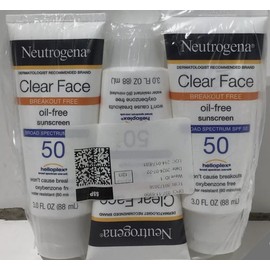 Neutrogena Clear Face Oil-Free Sunscreen SPF 50 Lot of 3 EXP 11/26