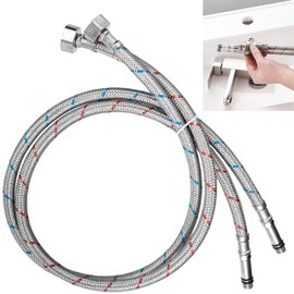 TOOINKCV Flex Hose 3/8 Inch, Pack of 2 Tap G3/8 x M10 Tap Hose Extension, Stainless Steel Braided Connection Hose, Reinforced Hose 80 cm, Flex Hose Extension for Mixer Tap