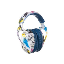 PROTEAR Kids Ear Protection Safety Ear Muffs, NRR 25dB Noise Reduction Children Earmuffs, Hearing Protectors for Sleeping, Studying, Airplane, Concerts, Fireworks-Graffiti with Blue Band