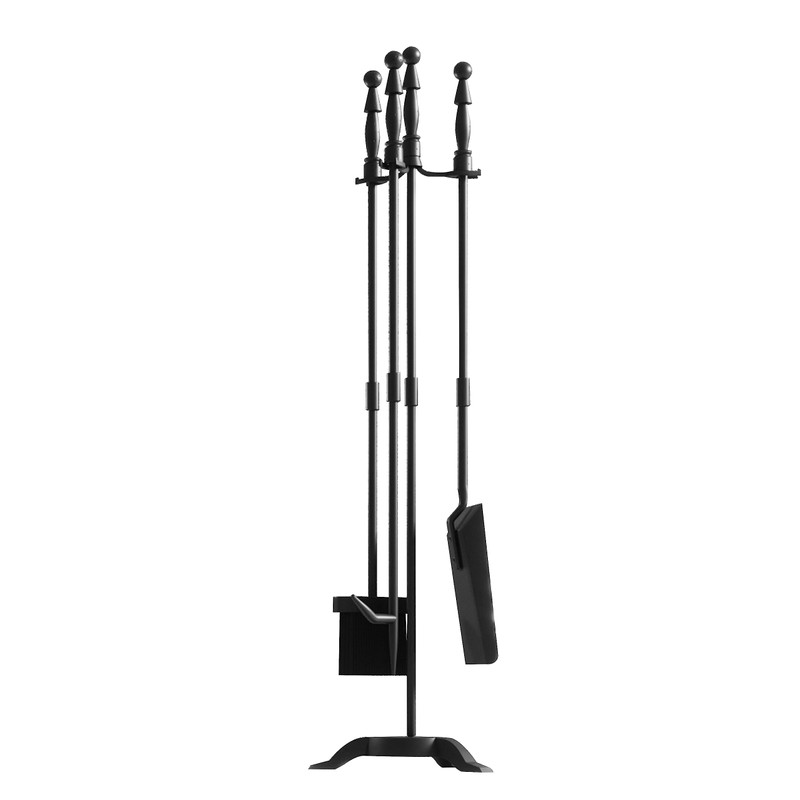 Fire Beauty Fireplace Tools Set 4 Pieces Black Wrought Iron