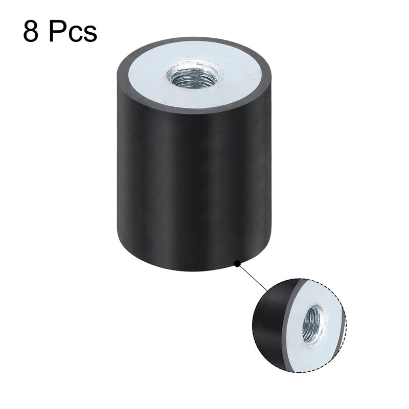 sourcing map 8Pcs 25 x 30mm M8 Thread Female Rubber