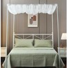 WANFASO Pleated White Sheer Canopy Bed Curtains for Top of