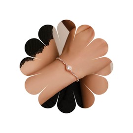 Inateannal Crystal Bracelet for Women Rose Gold Wrap Cuff Bangle Elegant Diamond Bangle Bracelet Valentine Birthday Gifts For Mum, Crystal