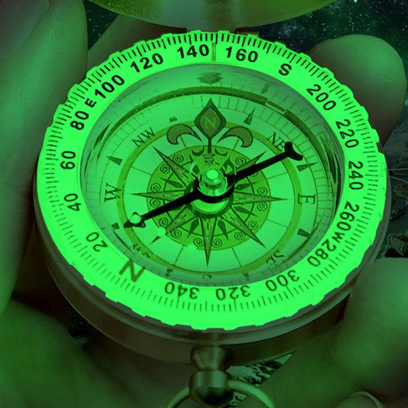 ANCLLO Camping Compass Metal Pocket Compass Copper Clamshell Compass Outdoor