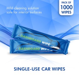 Diamond Wipes Car Wash Wipes with Refreshing Lemon Scent, Pack of 1000 Individually Wrapped Wipes, Dashboard Car Accessories Travel Essentials