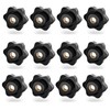 Pack of 12 Black Plastic Star Grip Nuts Internal Thread