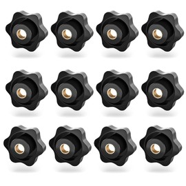 Pack of 12 Black Plastic Star Grip Nuts Internal Thread M8, Star Grip Screw Thumb Screw, Star Screw Knurled Nut for Machine Tools (Lewttyer)