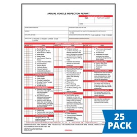J. J. Keller 25-Pack, Annual Vehicle Inspection Report Form with Carbon, 3-Ply Snap-Out, DOT Compliant